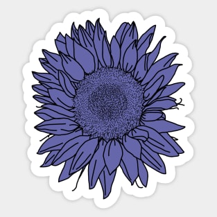 Very Peri Periwinkle Blue Sunflower Floral Drawing Sticker